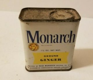 Vintage Monarch Ground Ginger Spice Tin Reid Murdoch Chicago Il