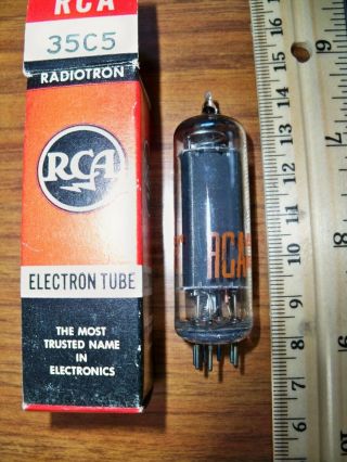 Strong Nos Rca Black Plate O Getter 35c5 Tube