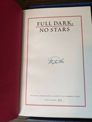 Stephen King - Full Dark No Stars Signed Limited Edition 214 3