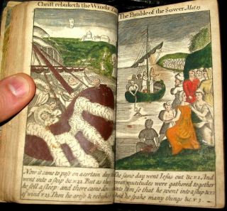 1714 Book Common Prayer Fine Binding Handcolored Plates Folk Art Bookplate Bible