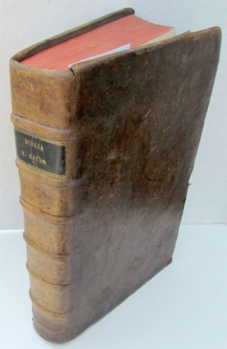 1684 Holy Bible Biblia Sacra Leather Bound Folio In Latin