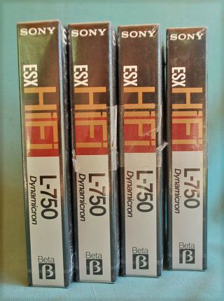 Four Sony Betamax Esx L - 750 Dynamicron Tapes Factory Vcr Hi - Fi Grade