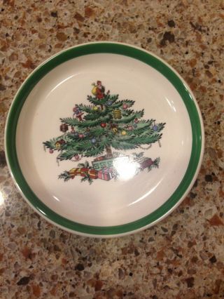 Vintage Spode Made In England Christmas Tree Pattern Ceramic Coaster Round 4 "