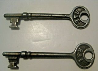 2 Antique Vintage R & E Russell & Erwin Skeleton Keys Numbers 2 & 6