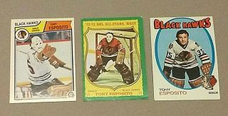 Tony Esposito Three Different Vintage Cards O - P - C And Topps