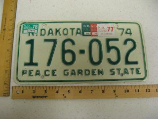 1974 74 1978 78 1977 77 North Dakota Nd License Plate 176 - 052 Natural Sticker