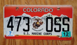 2012 Colorado Us Marine Corps License Plate