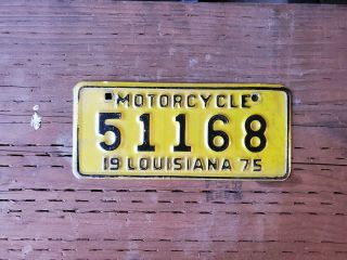 Vintage 1975 Louisiana Motorcycle License Plate
