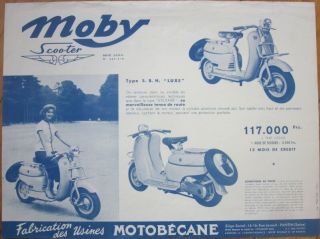 Moby Scooter/motorcycle 1940s Advertising Poster - 
