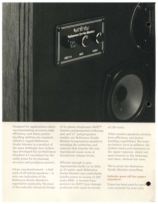 Infinity Reference Studio Monitor Brochure 1978 2
