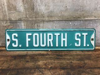 Vintage South S Fourth St Street Road Sign