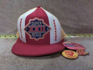 Vintage Washington Redskins Bowl Xxii Snapback Hat Nfl With Collector Pins