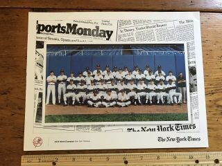York Times Sunday 8x10 Ny Yankees 1978 World Champion Team Photo,  Circa 2005
