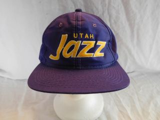 Vintage Utah Jazz Script Baseball Cap Hat Snapback Sports Specialties The Twill