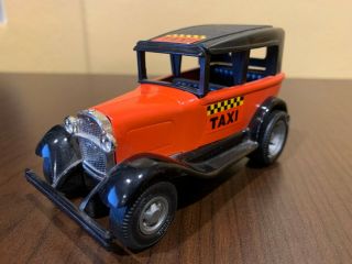 Vintage Tonka Model T Die Cast Taxi,  Orange & Black,  4.  25 Long,  Item 438 Opened