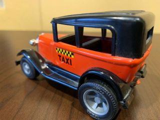 Vintage Tonka Model T Die Cast Taxi,  Orange & Black,  4.  25 Long,  Item 438 Opened 3