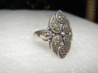VINTAGE STERLING SILVER ART DECO STYLE MARCASITE RING 2