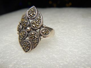 VINTAGE STERLING SILVER ART DECO STYLE MARCASITE RING 3