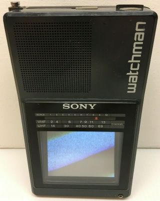 Vtg.  Sony Watchman Flat Black And White Tv - Portable Fd - 42a B&w Television
