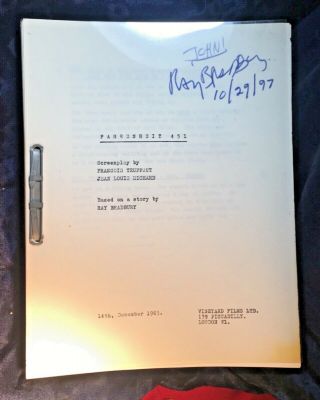 Fahrenheit 451 Screenplay For Truffaut Film Signed By Ray Bradbury
