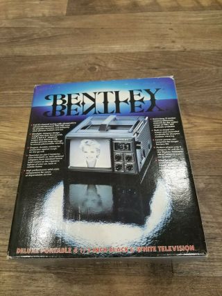 Vtg Bentley Deluxe Portable 5 " Black & White Tv Television B&w Battery Power