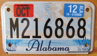 Alabama 2012 Motorcycle License Plate Quality M216868