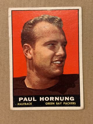 Green Bay Packers Paul Hornung Vintage 1961 Topps Football Card 40 Hof