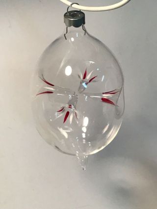 Vintage Hand Blown Glass Christmas Ornament With Red Indents