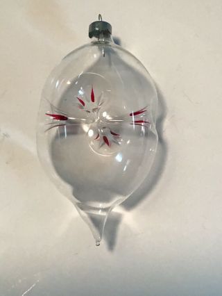 Vintage Hand Blown Glass Christmas Ornament With Red Indents 2