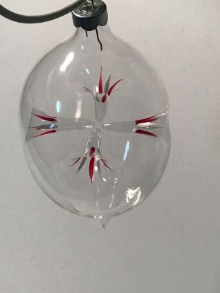 Vintage Hand Blown Glass Christmas Ornament With Red Indents 3