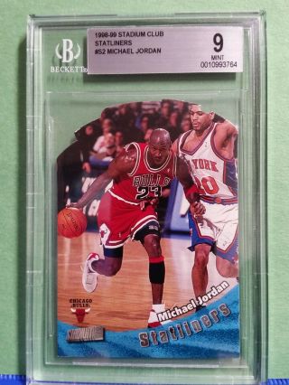 1998 - 99 Stadium Club Statliners Michael Jordan Die - Cut Insert Card Bgs 9