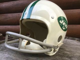 Vintage Rawlings Air Flow Medium York Jets 1960’s White Football Helmet USA 2