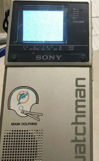 Sony Watchman Fd - 20a Tv W/ Case Miami Dolphins Edition Awesome Japan Sony Fun