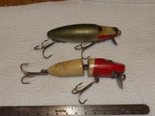 2 Vintage Old Minnow Lures Tack Eye Lucky Strike Mcgill Bait Tackle Box Find Fly