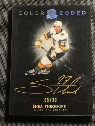 2017 - 18 Upper Deck The Cup Shea Theodore Color Coded Auto Cc - St Ed 5/33