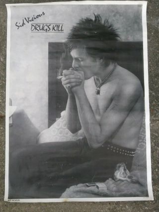 Sid Viscious Of The Sex Pistols Punk Rock Poster Vintage Drugs Kill 24 X 34