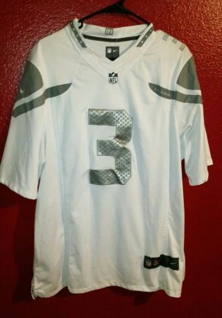 Nike Russell Wilson Seattle Seahawks Nfl Jersey White & Silver Mens Large