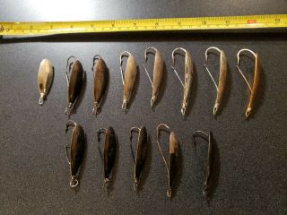 (13) Vintage Johnson Silver Minnow Weedless Bass Fishing Lures Gold Silver Blk