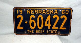 Vintage 1960 Nebraska The Beef State License Plate