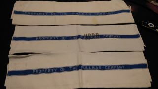 (3) Three Property Of The Pullman Company Railroad Sleeping Car Lavatory Towels