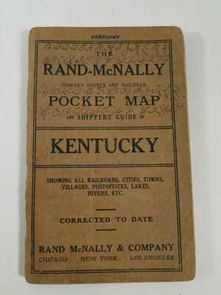 Vintage Rand Mcnally Pocket Map Kentucky Railroad System