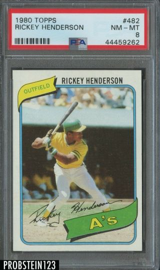 Rickey Henderson 1980 Topps Baseball 482 Rookie Psa 8 Nm - Mt Oakland A 