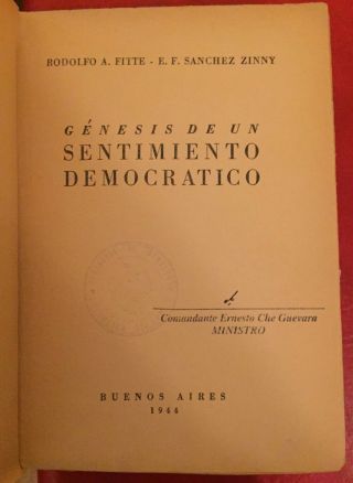 Book Signed By Che Guevara Manuscript Revolution Cuba 1944