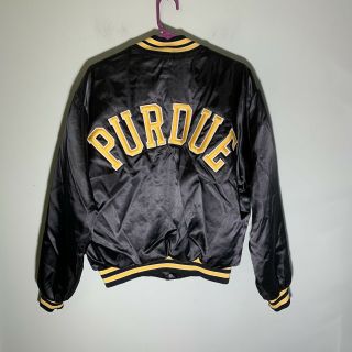 Vintage Purdue University Boilermakers Mens L Snap Bomber Jacket By Swingster