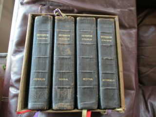 Breviarium Romanum - 4 Leather Vols 1932 Belgium Printed In Latin 5 " X8 "