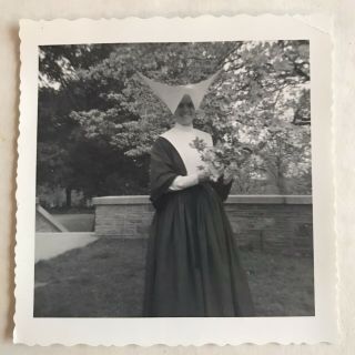 Vintage Photo Of Catholic Nun - Habit Veil/hat And Clothing 1950’s