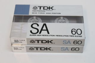 2 Tdk Sa60 Blank Cassette Tapes High Bias Type Ii White