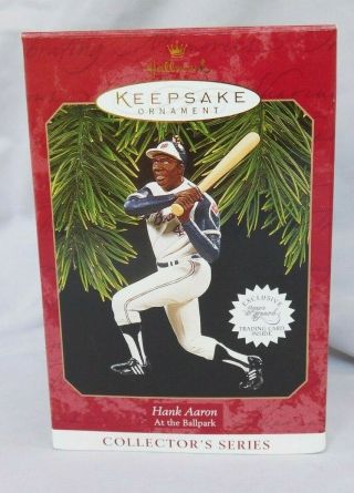 Hank Aaron Braves 1997 Hallmark Christmas Ornament Box With Card
