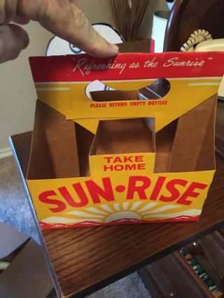 Vintage 6 Oz.  Sun - Rise Cardboard Advertising Soda Bottle Carrier