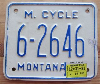 Montana 1981 Gallatin County Motorcycle License Plate 6 - 2646